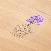 Purple Wisteria Floral Tree Wedding Acryl Uitnodigingen (Laagn)