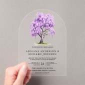 Purple Wisteria Floral Tree Wedding Acryl Uitnodigingen (Insitu (Draagbaar))