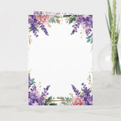 👉 Purple Wisteria Gold Floral Monogram Wedding En Kaart (Achterkant)