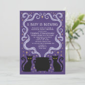 Purple Witchy Baby is Brewing Baby Shower  Kaart (Staand voorkant)