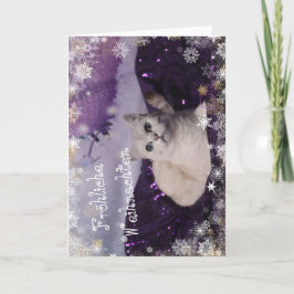 Purple XMAS Cats Feestdagen Kaart