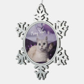 Purple XMAS Cats Tin Sneeuwvlok Ornament (Rechts)