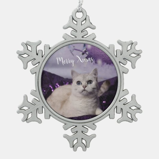 Purple XMAS Cats Tin Sneeuwvlok Ornament (Voorkant)