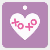 Purple XOXO Heart Valentine's Day Sticker (Voorkant)