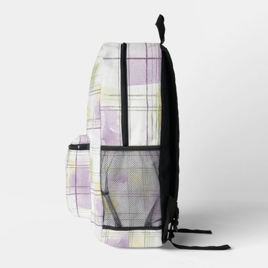 Purple Yellow Green White Plaid Bedrukte Rugzak (Rechts)