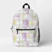 Purple Yellow Green White Plaid Bedrukte Rugzak (Voorkant)