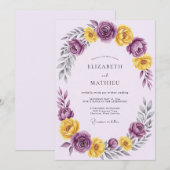 Purple Yellow Romantic Spring Wedding Kaart (Voorkant / Achterkant)