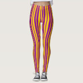 Purple Yellow Stylish Stripes Pattern Design  Leggings (Voorkant)