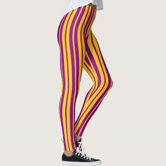 Purple Yellow Stylish Stripes Pattern Design  Leggings