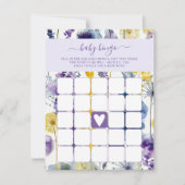 Purple Yellow Watercolor Wildflower Baby Bingo Kaart (Voorkant)