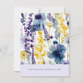 Purple Yellow Watercolor Wildflower Baby Bingo Kaart (Achterkant)
