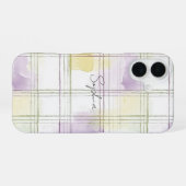 Purple Yellow White Plaid Stripes iPhone 16 Hoesje (Achterkant horizontaal)