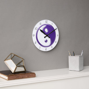 Purple Yin Yang Round Clock Ronde Klok