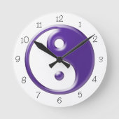 Purple Yin Yang Round Clock Ronde Klok (Voorkant)