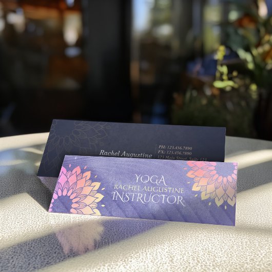 Purple Yoga Instrucor Rose Gold Mandala Mini Visitekaartje