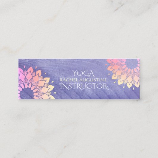 Purple Yoga Instrucor Rose Gold Mandala Mini Visitekaartje (Voorkant)