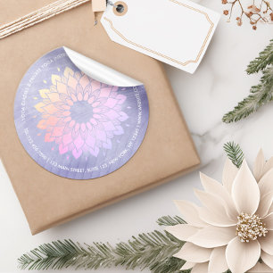 Purple Yoga Instrucor Rose Gold Mandala Ronde Sticker
