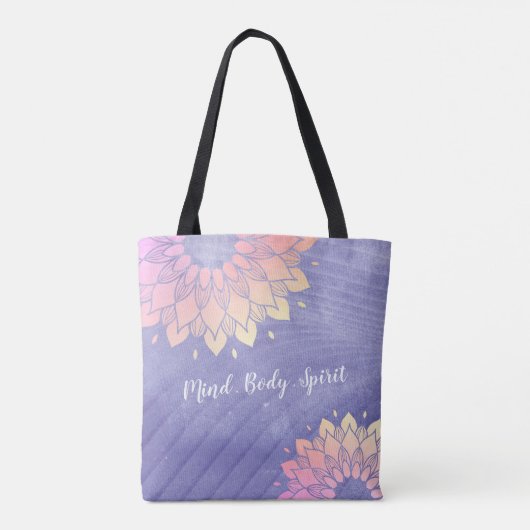 Purple Yoga Instrucor Rose Gold Mandala Tote Bag (Achterkant)