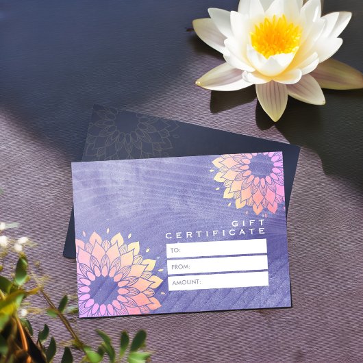 Purple Yoga Instrucor Rose Gold Mandala Visitekaartje