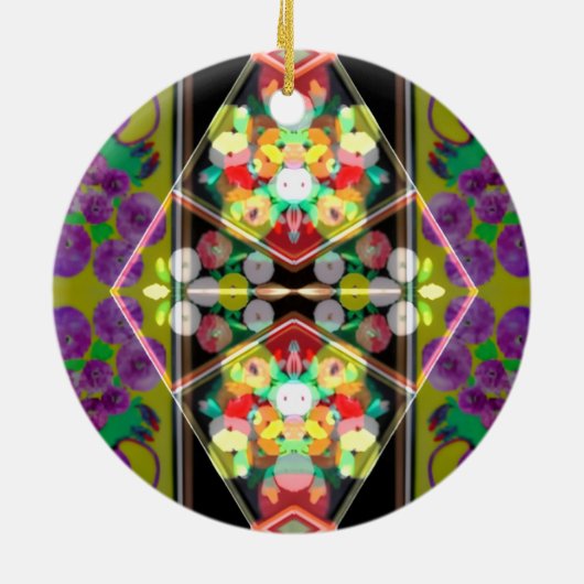 Purple Zinnias Keramisch Ornament (Achterkant)