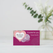 Purplebiz-kaart met garens en logo met hartvorm visitekaartje (Staand voorkant)