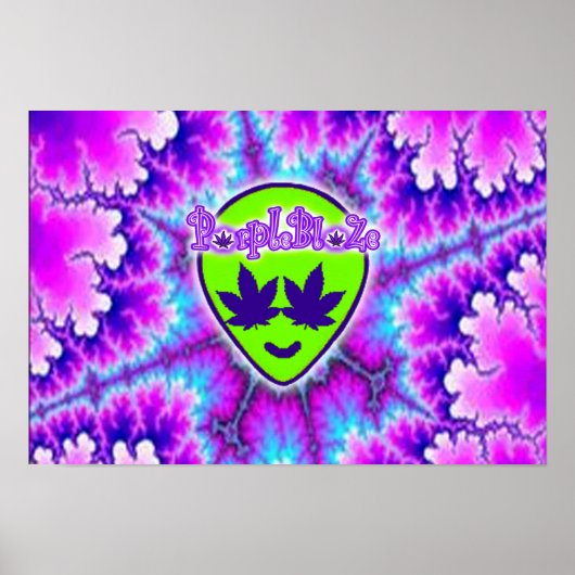 PurpleBlaZe buitenaards hoofdtyedye trippy poster (Voorkant)