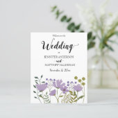 PurpleFloral, Simple Elegant Wedding Programme (Staand voorkant)