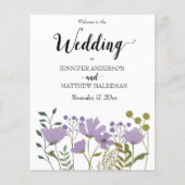 PurpleFloral, Simple Elegant Wedding Programme (Voorkant)