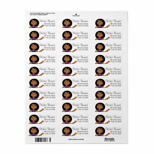 PurpleGlitzy Party Meisje Etiket (Full Sheet)