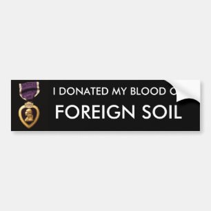 purplehart2bw, IK HEB MIJN BLOED AAN, BUITENLANDS. Bumpersticker