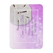 Purplel Sand Dollar Wedding Save the Date Magnet Magneet (Verticaal)