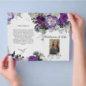 PurplePeony Hummingbird Funeral Program Flyer (Hand)