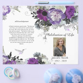 PurplePeony Hummingbird Funeral Program Flyer (Enkel)
