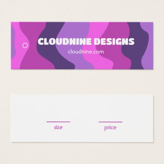PurplePink Stripe Clothing Size Price Hangtag Card Mini Visitekaartjes (Voorkant /achterkant)
