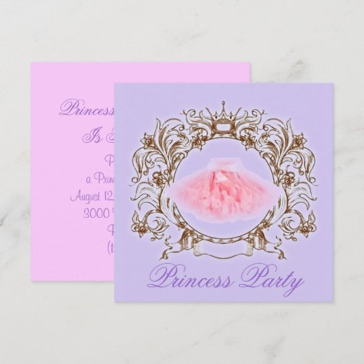 PurplePink Tutu Prinses Verjaardag Party uitnodigi Kaart (Voorkant / Achterkant)