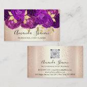 PurpleRose Gold Flowers Logo Event Planner QR Code Visitekaartje (Voorkant / Achterkant)