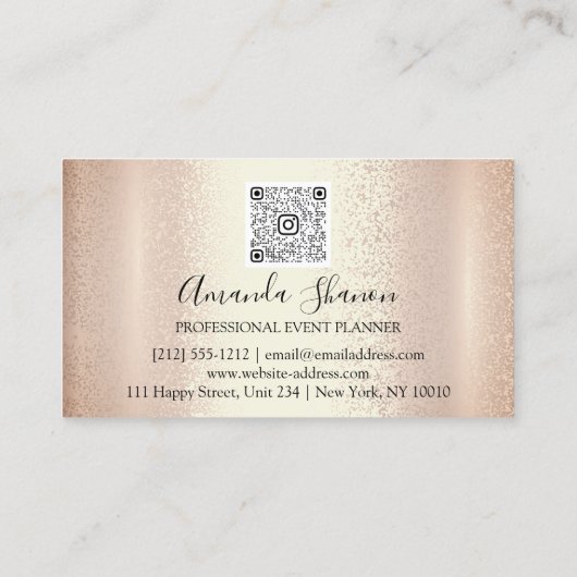 PurpleRose Gold Flowers Logo Event Planner QR Code Visitekaartje (Achterkant)