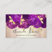 PurpleRose Gold Flowers Logo Event Planner QR Code Visitekaartje (Voorkant)