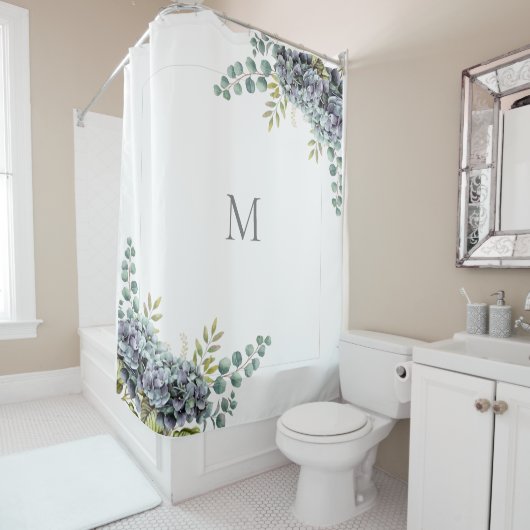 Purplish Hydrangeas Eucalyptus Douchegordijn (In situ)