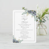 Purplish Hydrangeas Eucalyptus Wedding Program Car (Staand voorkant)
