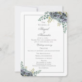 Purplish Hydrangeas Eucalyptus Wedding Program Car (Voorkant)