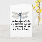 Purpose of life quote talent mission dragonfly bug kaart (Gele Bloem)