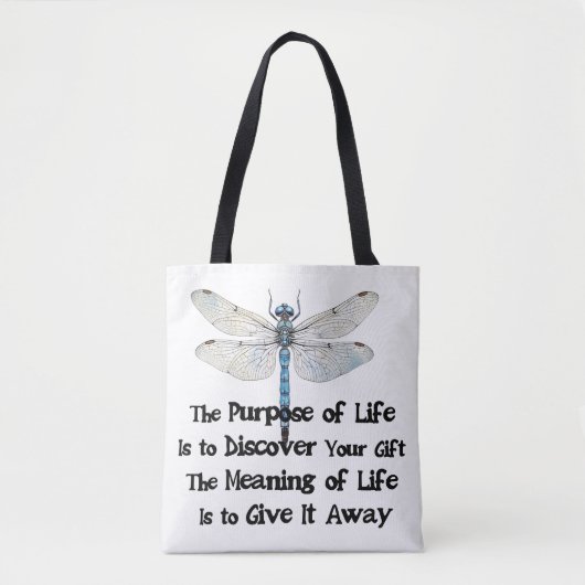 Purpose of life quote talent mission dragonfly bug tote bag (Voorkant)