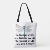 Purpose of life quote talent mission dragonfly bug tote bag (Achterkant)