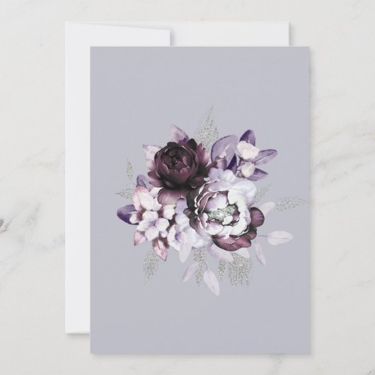 Púrpura y Lavanda Plata 50 cumpleaños plantilla de Kaart (Achterkant)