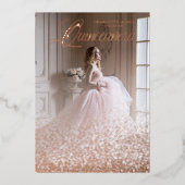 Purpurina Oro Rosa Tendencia XV Español Folie Uitnodiging (Voorkant)