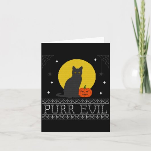 Purr Evil _ Grappige Schattige Enge Halloween Zwar Kaart (Voorkant)