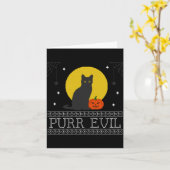 Purr Evil _ Grappige Schattige Enge Halloween Zwar Kaart (Gele Bloem)
