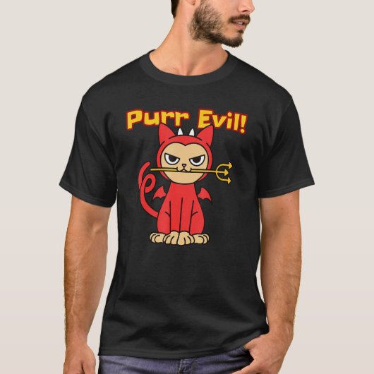 Purr Evil I Love Cats & Cute Devil Cat T-shirt (Voorkant)