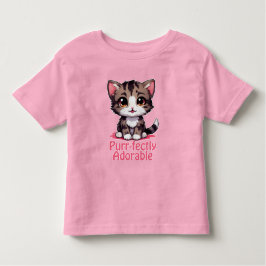Purr-fect Adoreerbare Chibi Kawaii Kitten in Roze Kinder Shirts